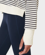 Sweaty Betty After Class Crop Sweatshirt in White Stripe
