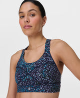 Sweaty Betty Power Medium Support Sports Bra in Blue Aurora Print