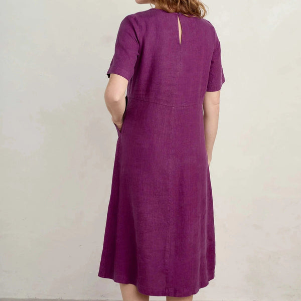 Seasalt Linin Midi dress In Cassis Pink