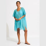Seafolly Amnesia Kaftan In Atoll Blue