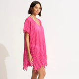 Seafolly Amnesia Kaftan In Hot Pink