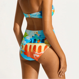 Seafolly Aquarius High Waisted Bikini Bottom In Turquoise