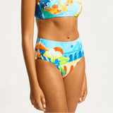 Seafolly Aquarius High Waisted Bikini Bottom In Turquoise