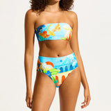 Seafolly Aquarius High Waisted Bikini Bottom In Turquoise