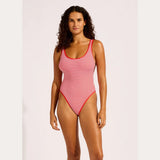 Seafolly Clubhouse Retro One Piece Swimsuit In Flame