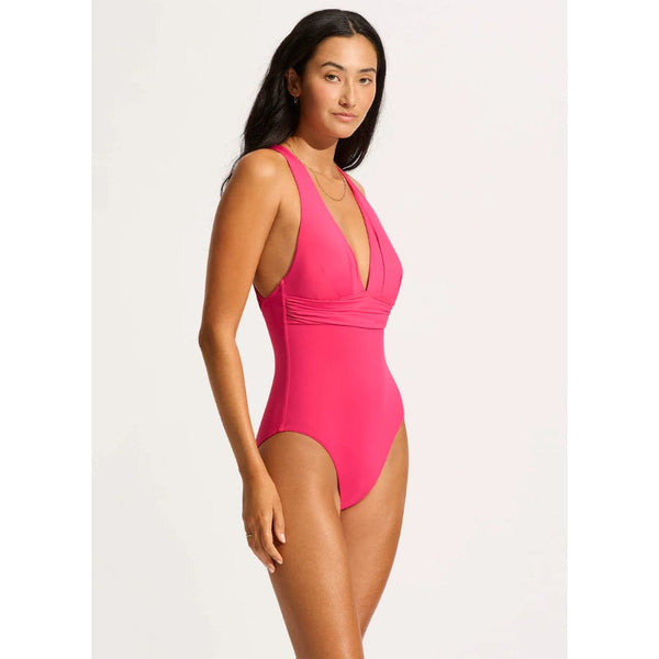 Seafolly Collective Cross Back One Piece In Raspberry