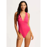 Seafolly Collective Cross Back One Piece In Raspberry