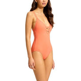 Seafolly Collective Deep V One Piece In Melon