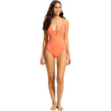 Seafolly Collective Deep V One Piece In Melon