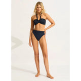 Seafolly Collective Halter Bandeau Bikini Top In True Navy