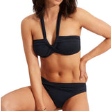 Seafolly Collective Halter Bandeau Bikini Top In True Navy