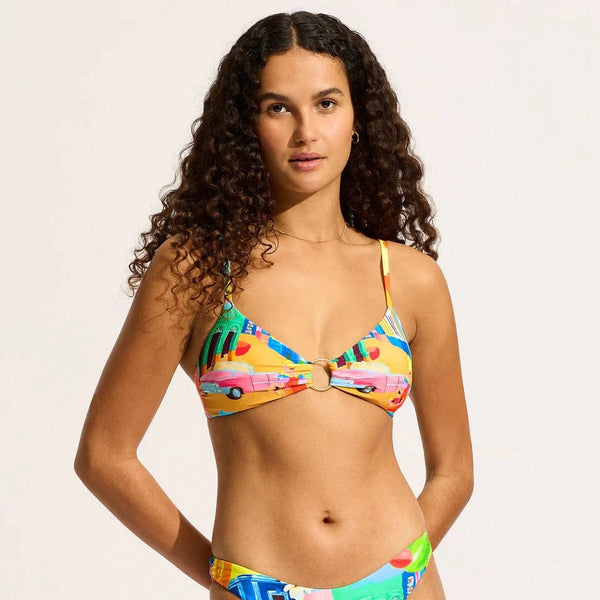 Seafolly Cuba Ring Front Triangle Bikini Top In Turquoise