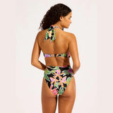 Seafolly Hothouse Flowers Halter Bandeau Bikini Top In Black