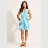 Seafolly Ladder Detail Mini Dress In Turquoise