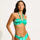Seafolly Secret Garden Halter Bandeau Bikini Top In Jade