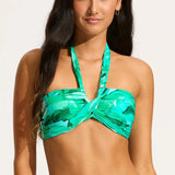 Seafolly Secret Garden Halter Bandeau Bikini Top In Jade