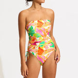 Seafolly Wonderland DD Drawstring Bandeau Swimsuit in Fuchsia Rose