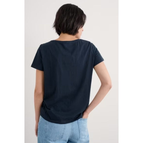 Seasalt Appletree Keyhole Detail T-Shirt In Maritime