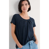 Seasalt Appletree Keyhole Detail T-Shirt In Maritime