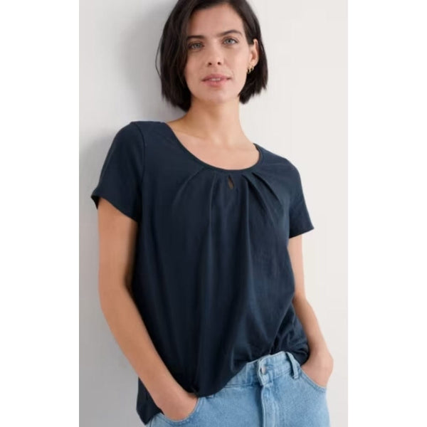 Seasalt Appletree Keyhole Detail T-Shirt In Maritime