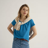 Seasalt Appletree Keyhole Detail T-Shirt In Sail Blue