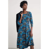 Seasalt April Jersey Dress In Floating Fronds Maritime