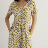 Seasalt Enor Fit-and-Flare Dress In Inked Cosmos Avocado