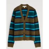 Seasalt Etching V-Neck Cardigan Contains Mohair In Cyan Mix