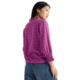 Seasalt Feather Star Checked Top In Bright Orchid