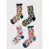 Seasalt Gift Box of 4 Women's Floral Arty Socks - Astrantia Mix