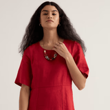 Seasalt Grass Wave Linen Midi Dress in Boat Red