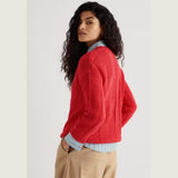 Seasalt Hedge Rock Mixed Stitch Crew Neck Jumper In Cayenne