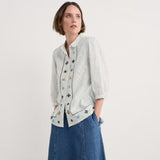 Seasalt Hope Cottage Embroidered Blouse In Stripe Chalk