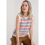 Seasalt Knavock Cotton-Linen Knitted Vest In Cornish Pink Sky Mix