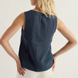 Seasalt Lighthouse Station Linen Vest In Maritime