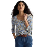 Seasalt Penhollow Top in Organic Cotton Jersey In Woodland Floral Chalk