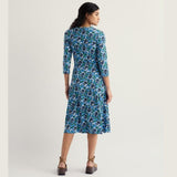Seasalt Pier View 3/4 Sleeve Dress In Spring Pansy Sail
