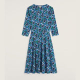 Seasalt Pier View 3/4 Sleeve Dress In Spring Pansy Sail
