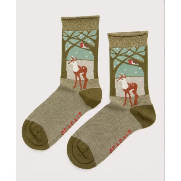 Seasalt Snowy Scenes Socks In Woodland Doe Gully