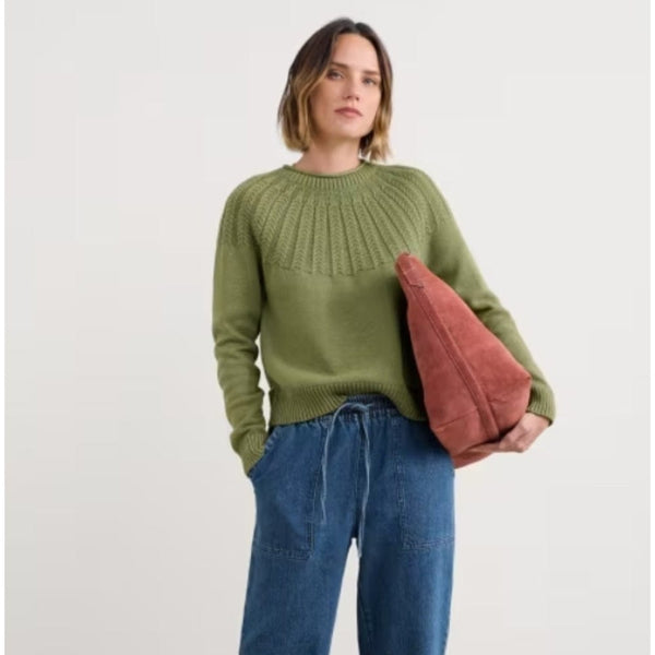 Seasalt Stone Chat Organic Cotton Jumper In Moss