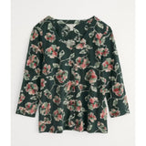 Seasalt Studio Glass 3/4 Sleeve Top In Artist Camellia Coppice