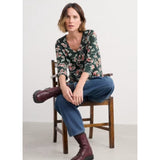 Seasalt Studio Glass 3/4 Sleeve Top In Artist Camellia Coppice