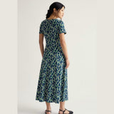 Seasalt Veronica Short Sleeve Midi Dress In Bluebell Dark Voyage