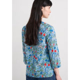 Seasalt Watercolour Sketch 3/4 Sleeve Top In Sea Holly