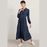 Seasalt Windflower Tiered Jersey Dress Tide Stitch Quay Navy
