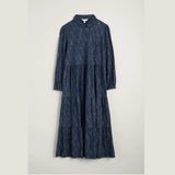 Seasalt Windflower Tiered Jersey Dress Tide Stitch Quay Navy