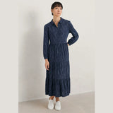 Seasalt Windflower Tiered Jersey Dress Tide Stitch Quay Navy