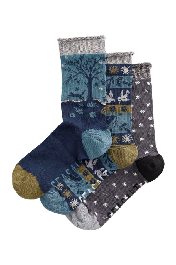 Seasalt Snowy Scenes Box Of 3 Socks