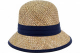 Seeberger Seagras Small Cloche Hat in Navy