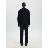Selected 100% Cotton Crewneck Jumper In Sky Captain